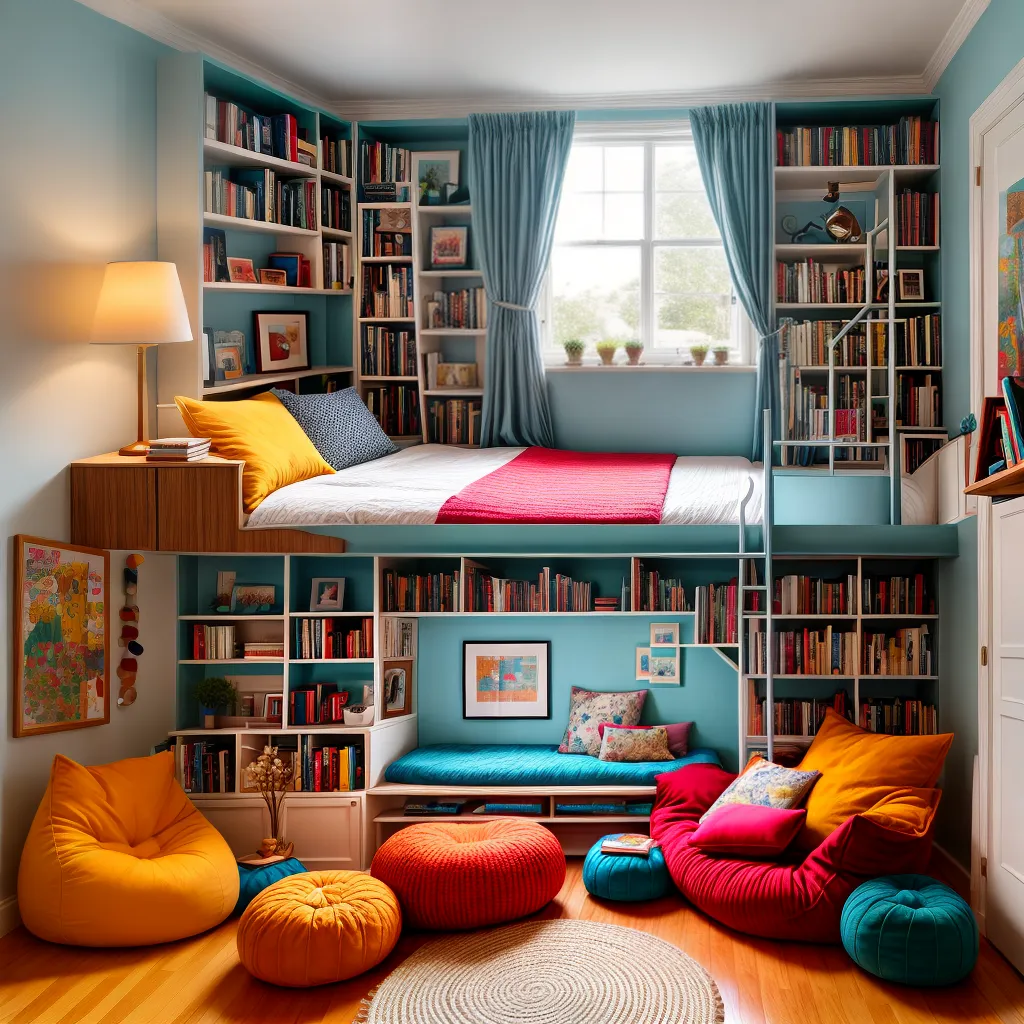 quarto magico estante livros ilustracoes