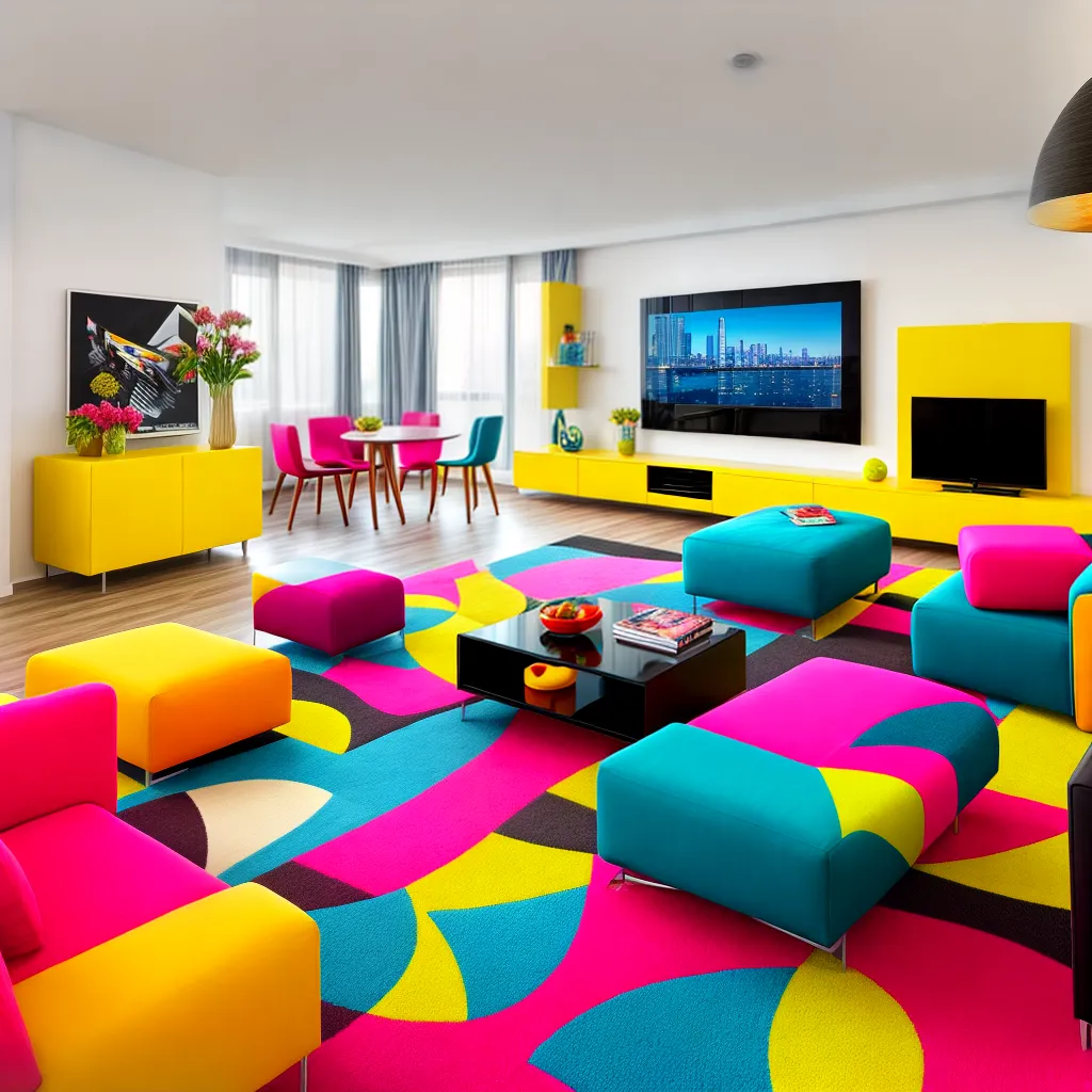sala vibrante pop art colorida