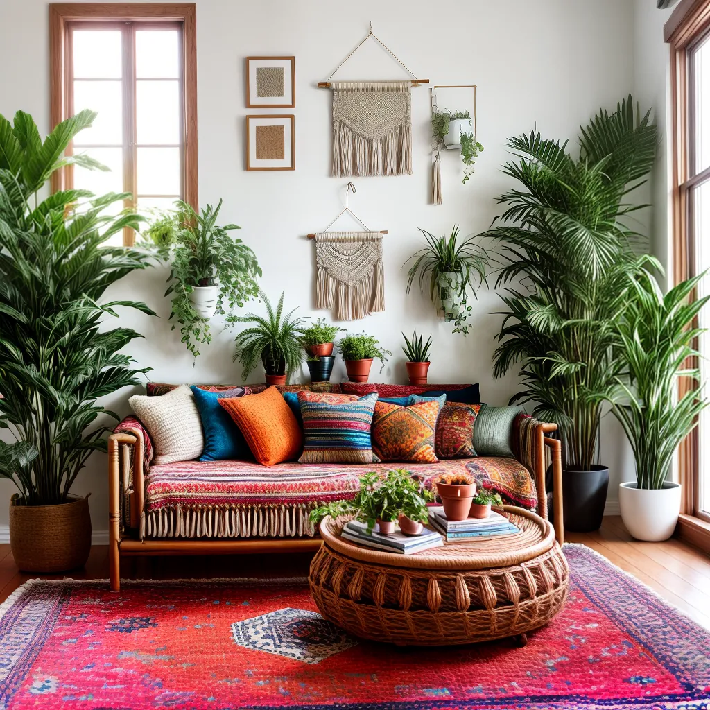 sala acojedora boho decoracao