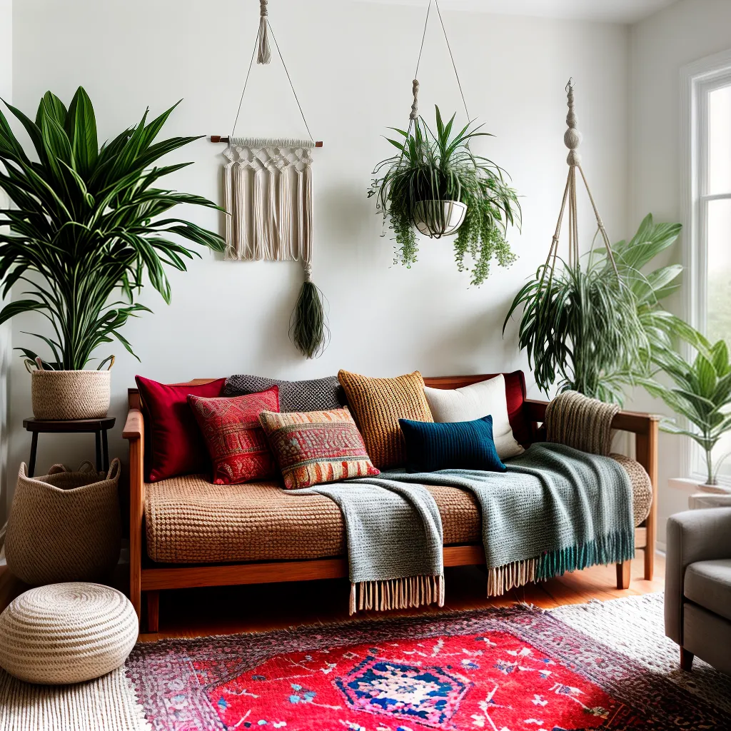 sala acojedora boho decoracao 1