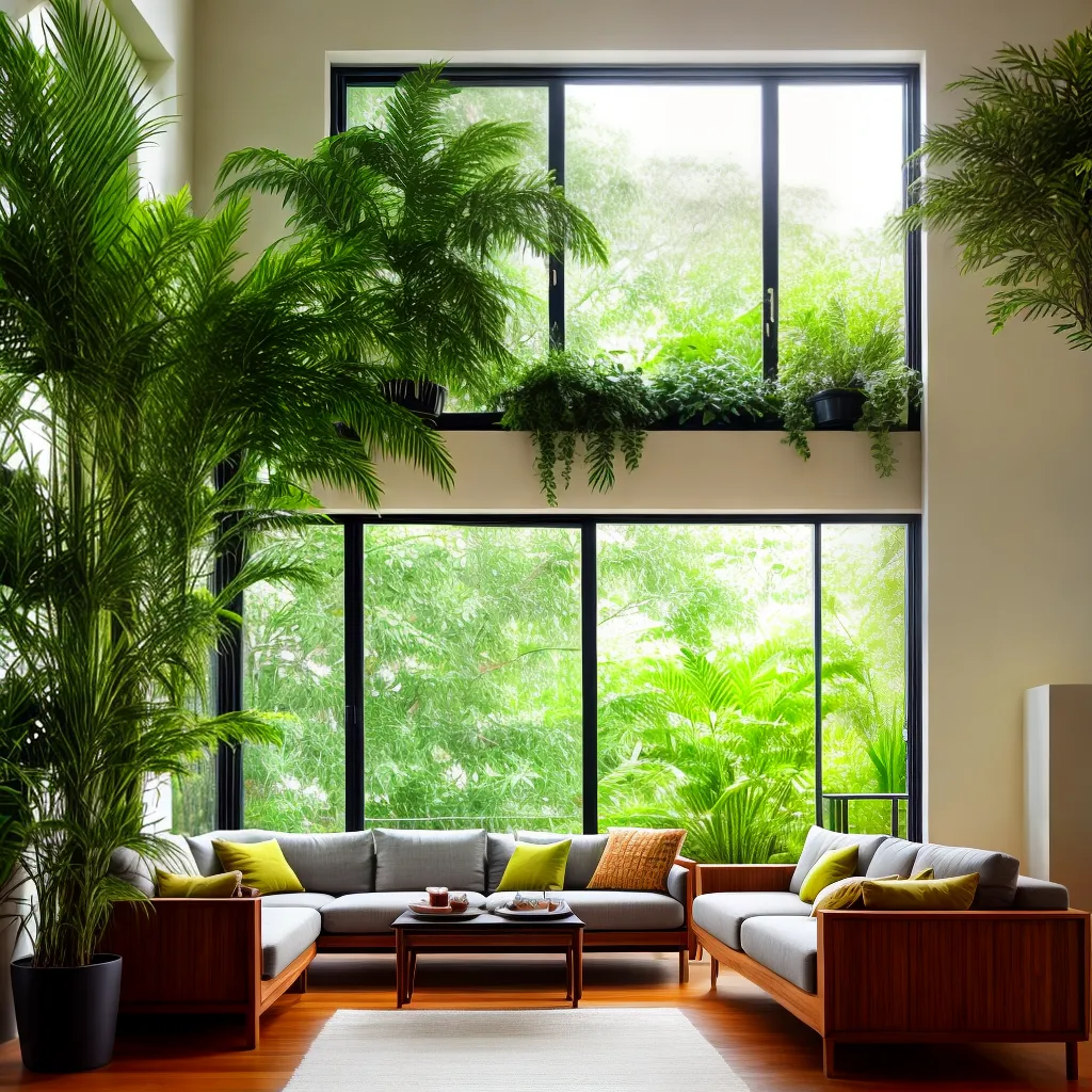 sala verde jardim plantas aconchegante