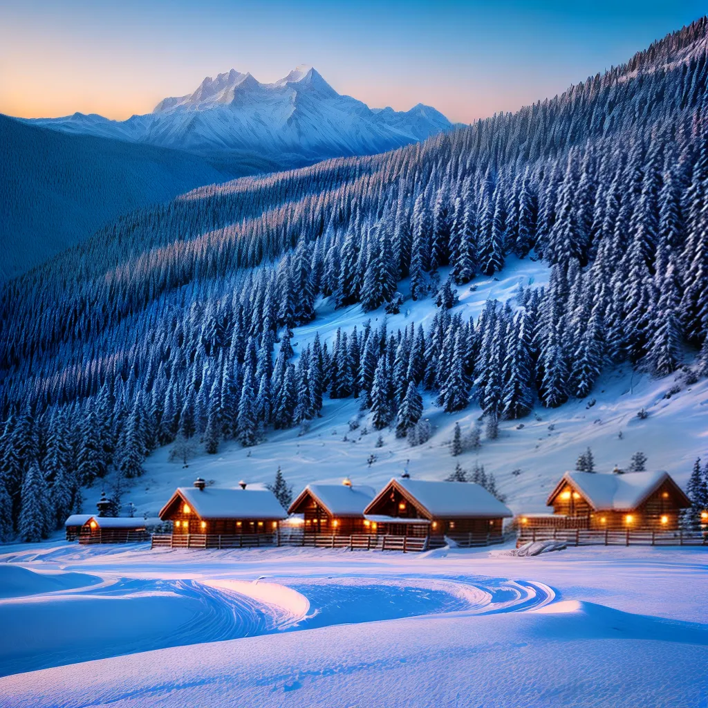 paisagens inverno montanhas cabanas
