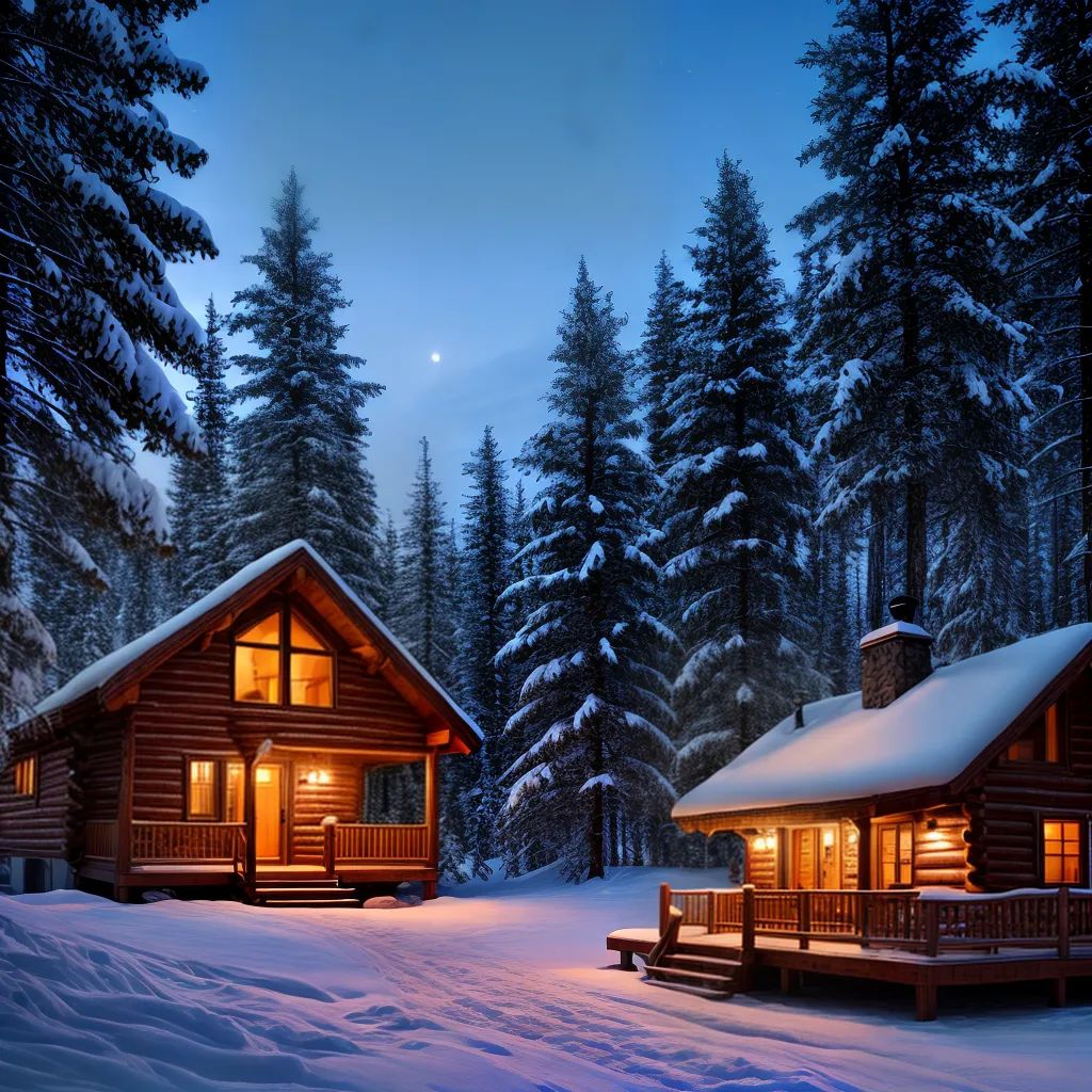cabana inverno montanha neve luzes