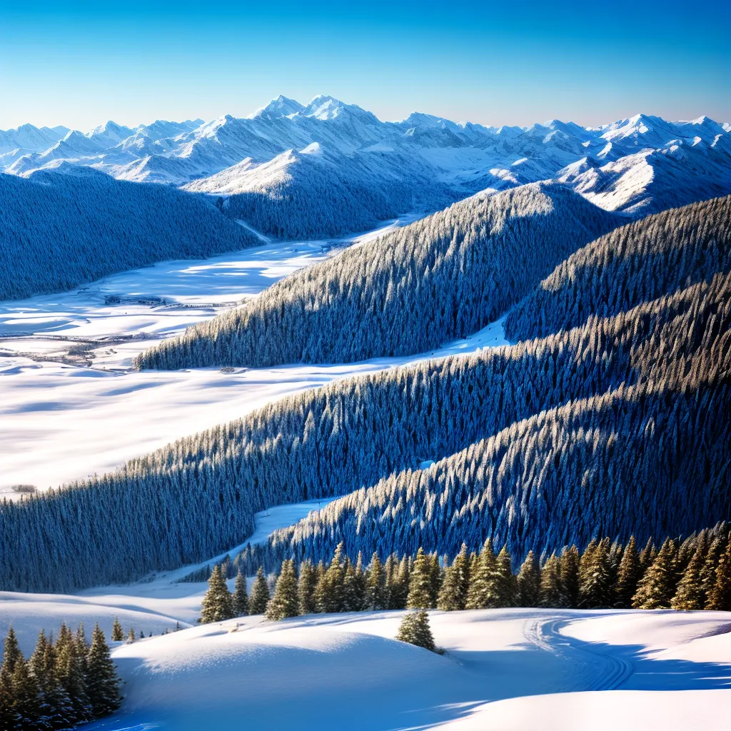 montanhas neve ceu azul inverno