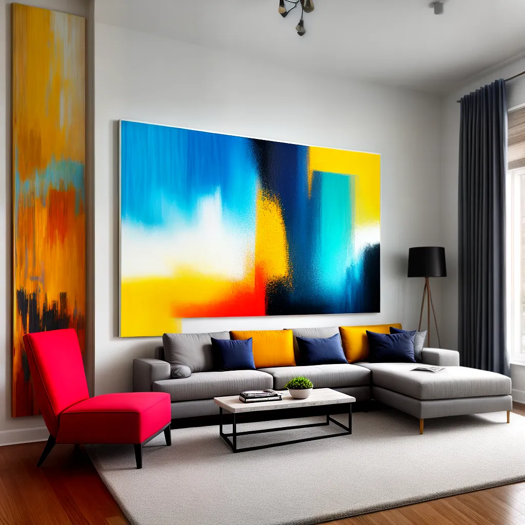 pintura abstrata colorida sala contemporanea