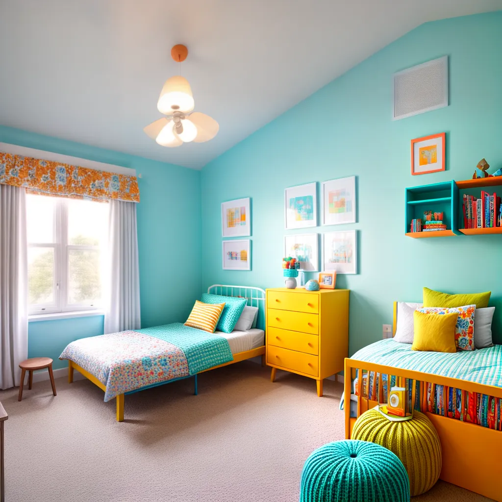 quarto infantil vibrante cores brincalhao
