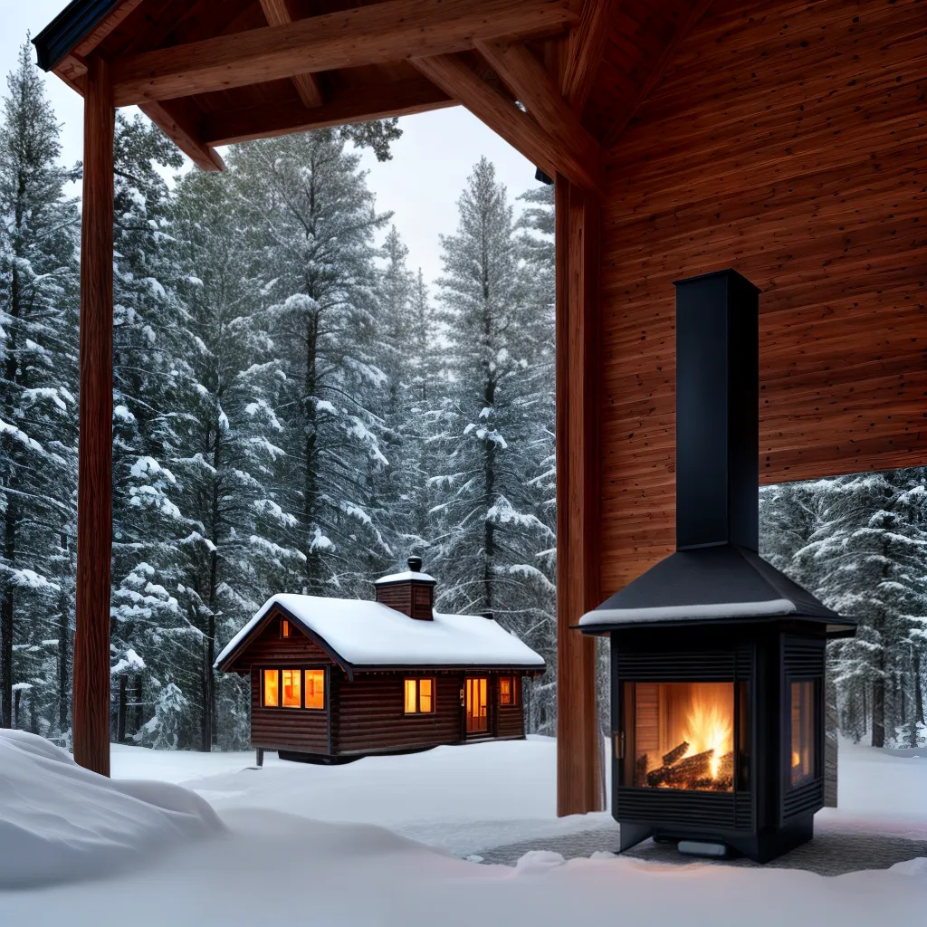 cabana inverno floresta neve lareira
