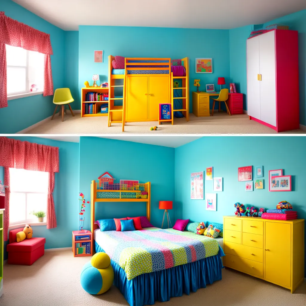 quarto colorido brinquedos divertido