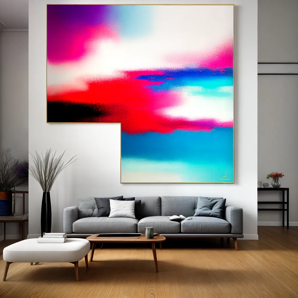 pintura abstrata vibrante sala moderna 1