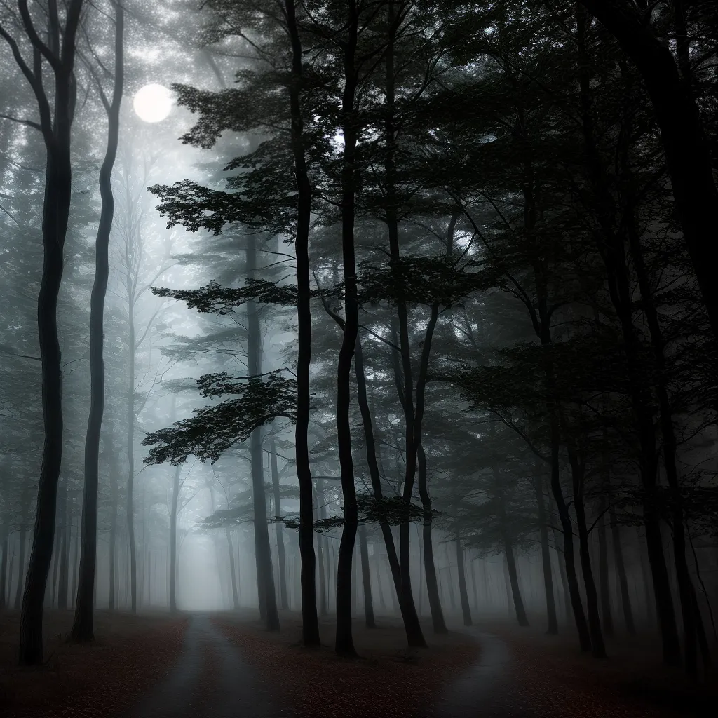 floresta luar sombra misterio