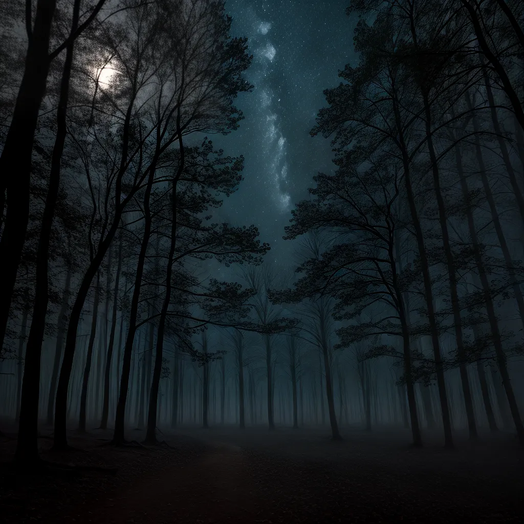 floresta noturna lua cheia cabana misterio