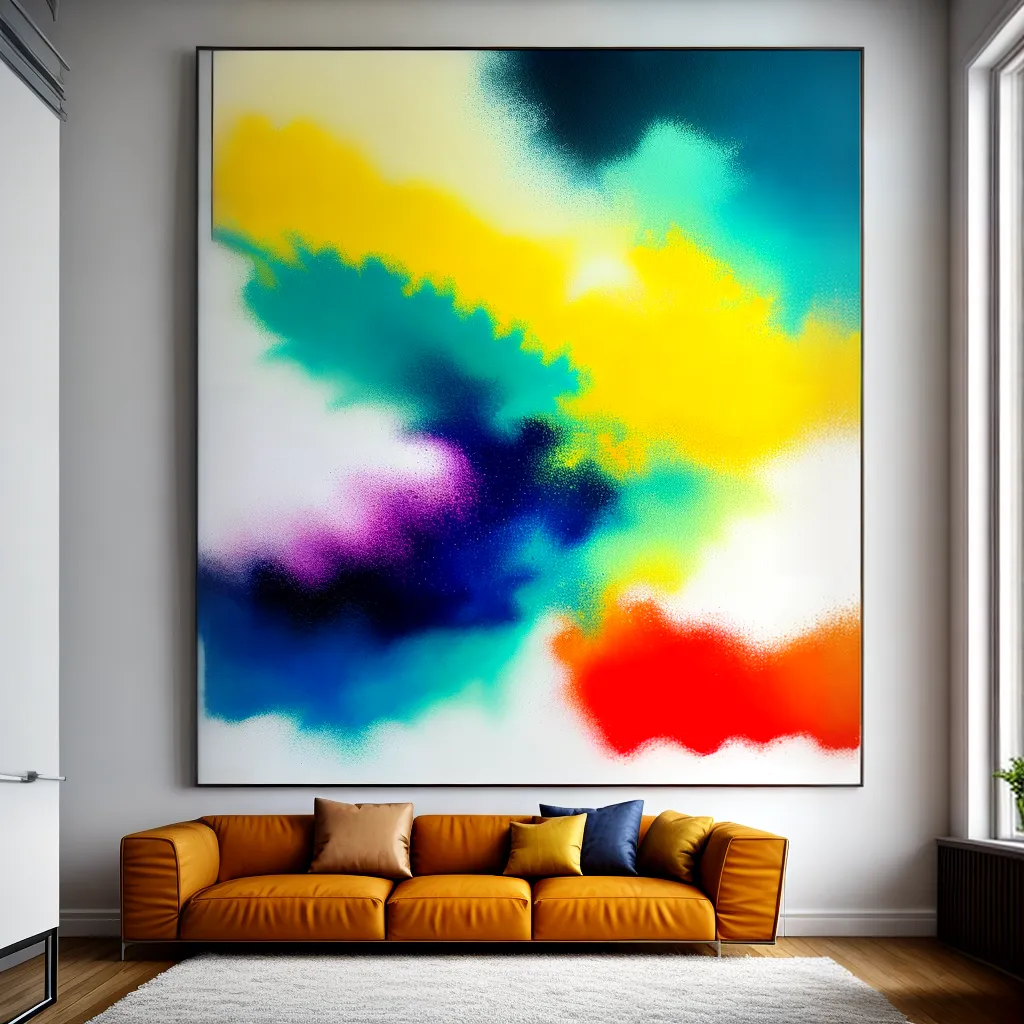 pintura abstrata vibrante sala contemporanea