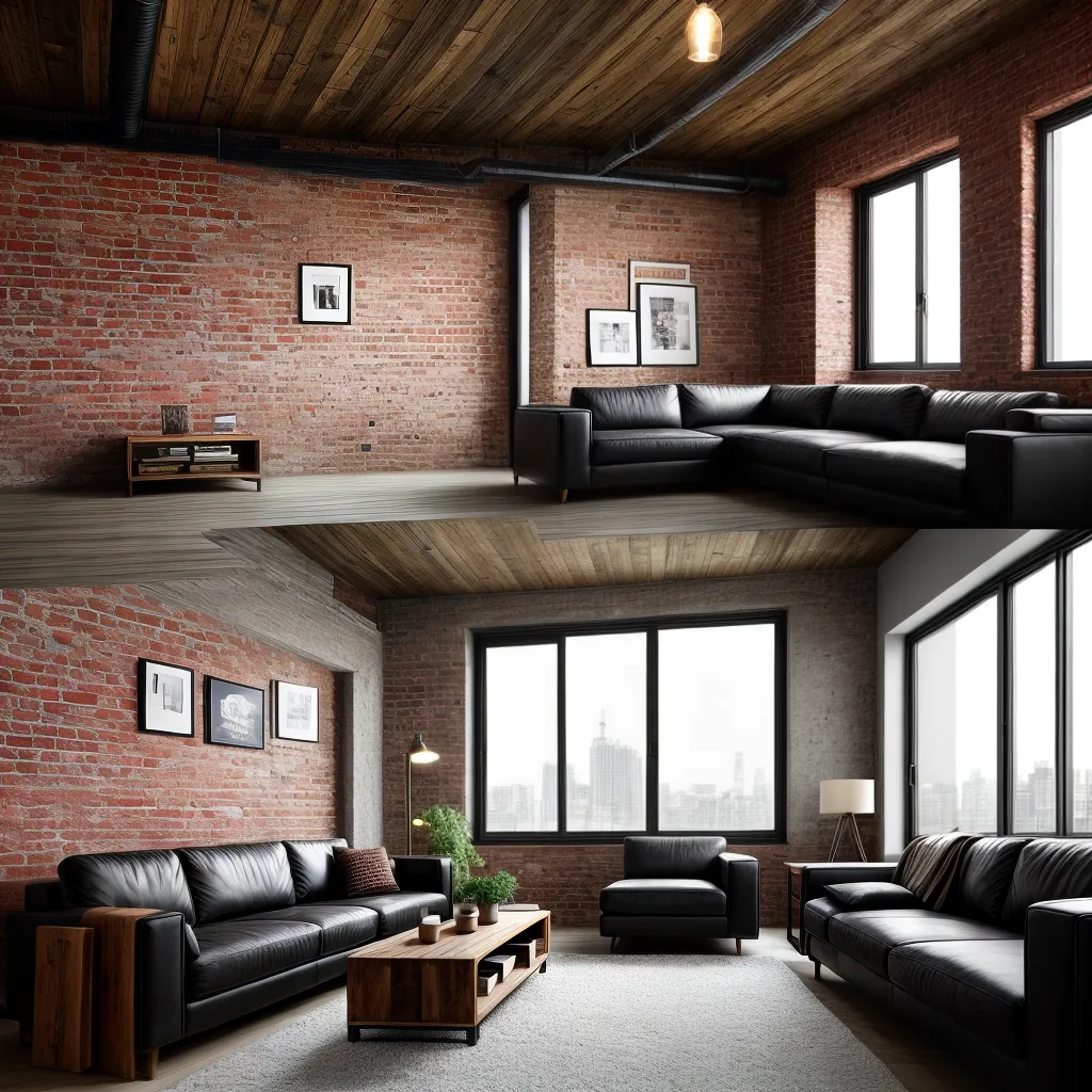 sala industrial tijolos madeira sofa sala industrial tijolos madeira sofa