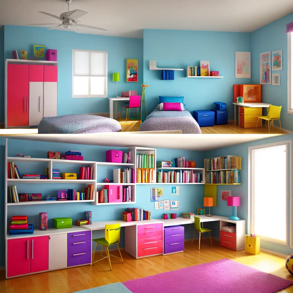 quarto infantil colorido organizado
