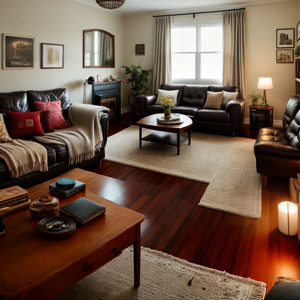 sala vintage sofa cabine madeira livros