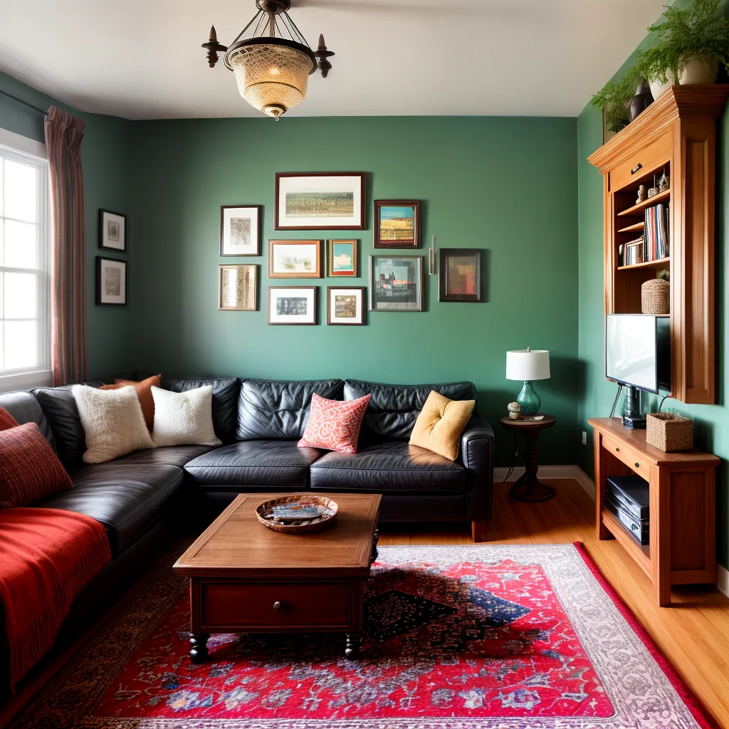 sala vintage sofa discos lustre