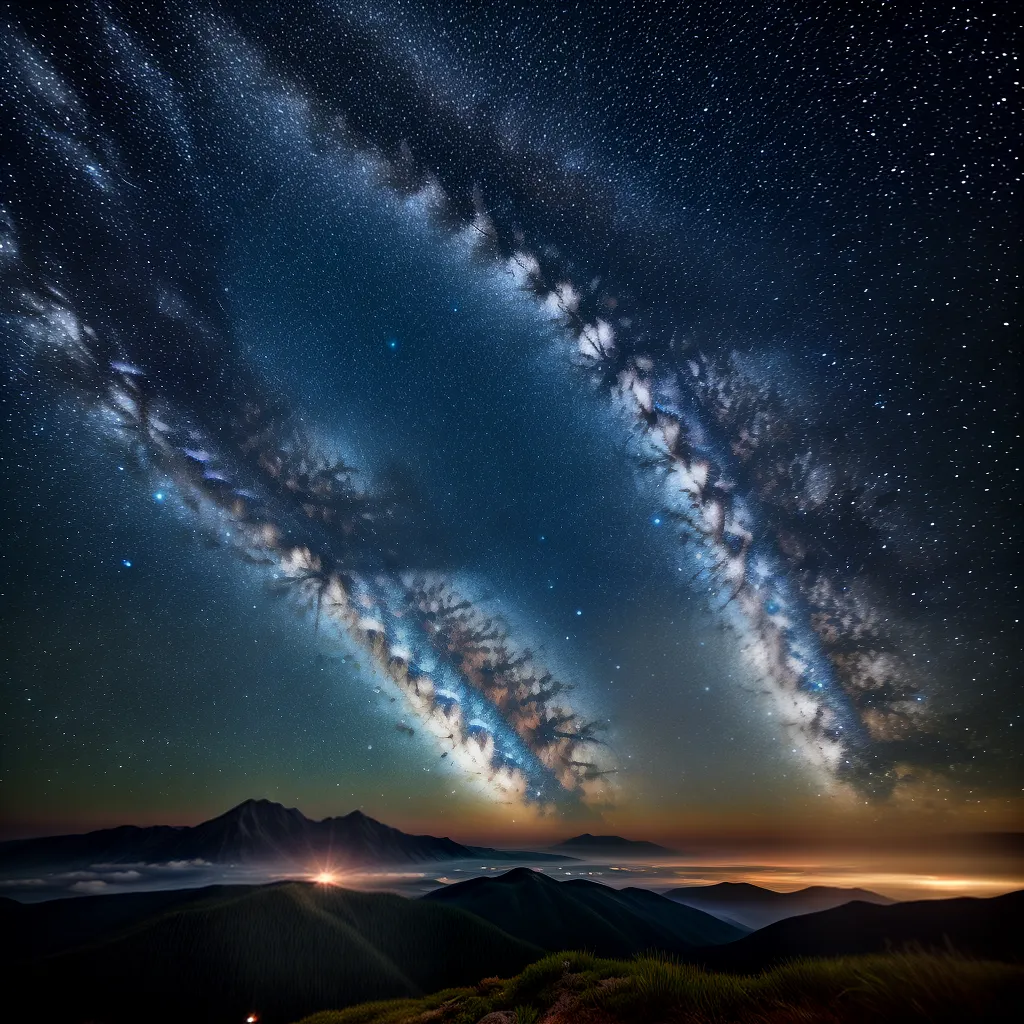 ceu noturno estrelas lua montanhas