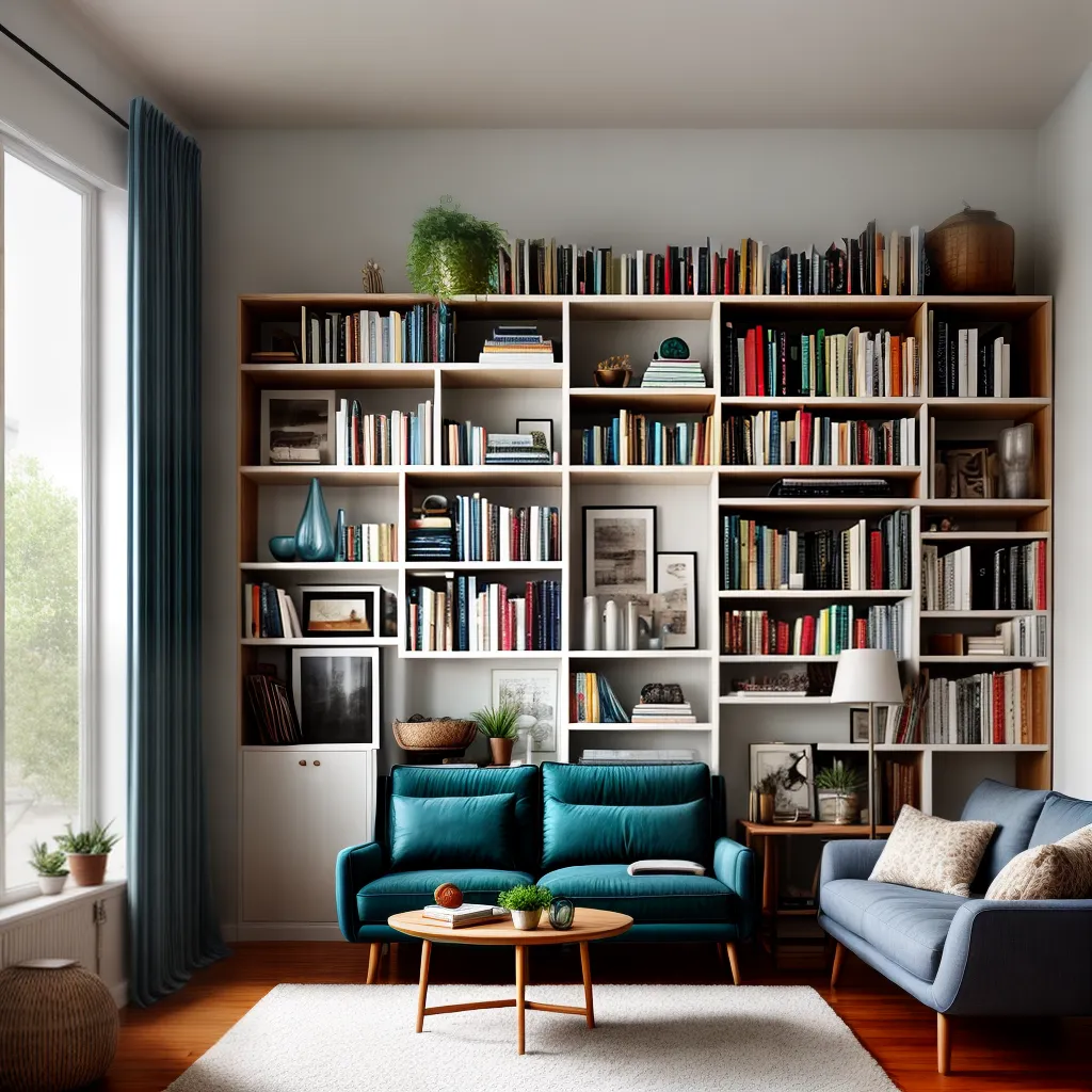 sala decorada livros plantas acolhedora