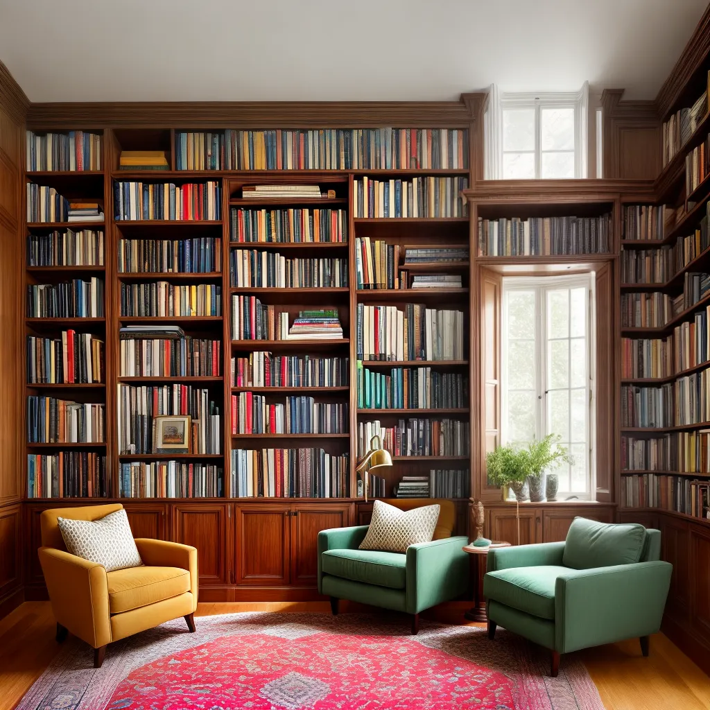 sala leitura estante livros conforto