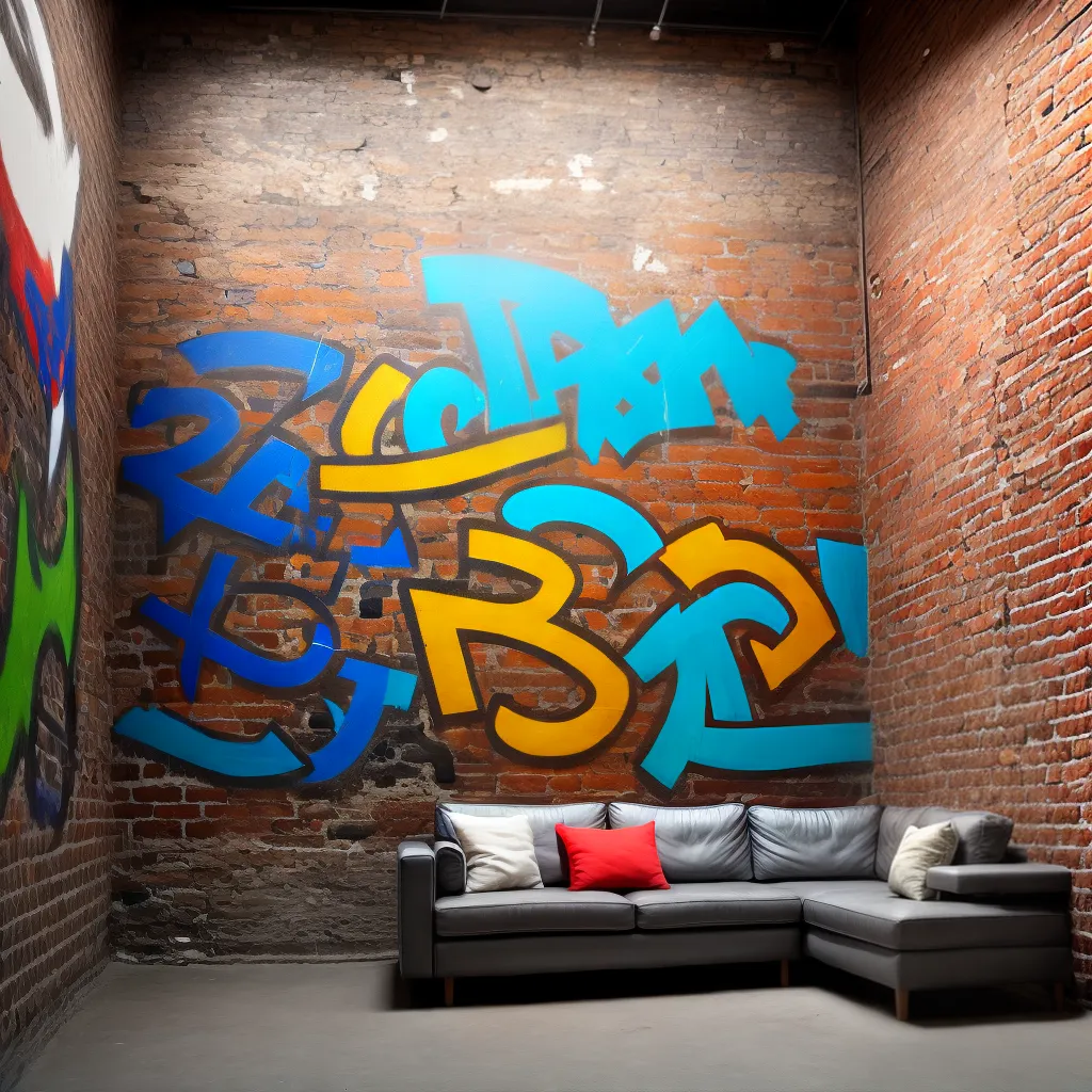 sala tijolos mural grafite urbano