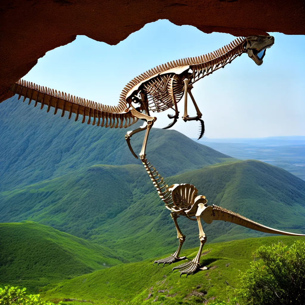 fossil dinossauro paisagem prehistorica