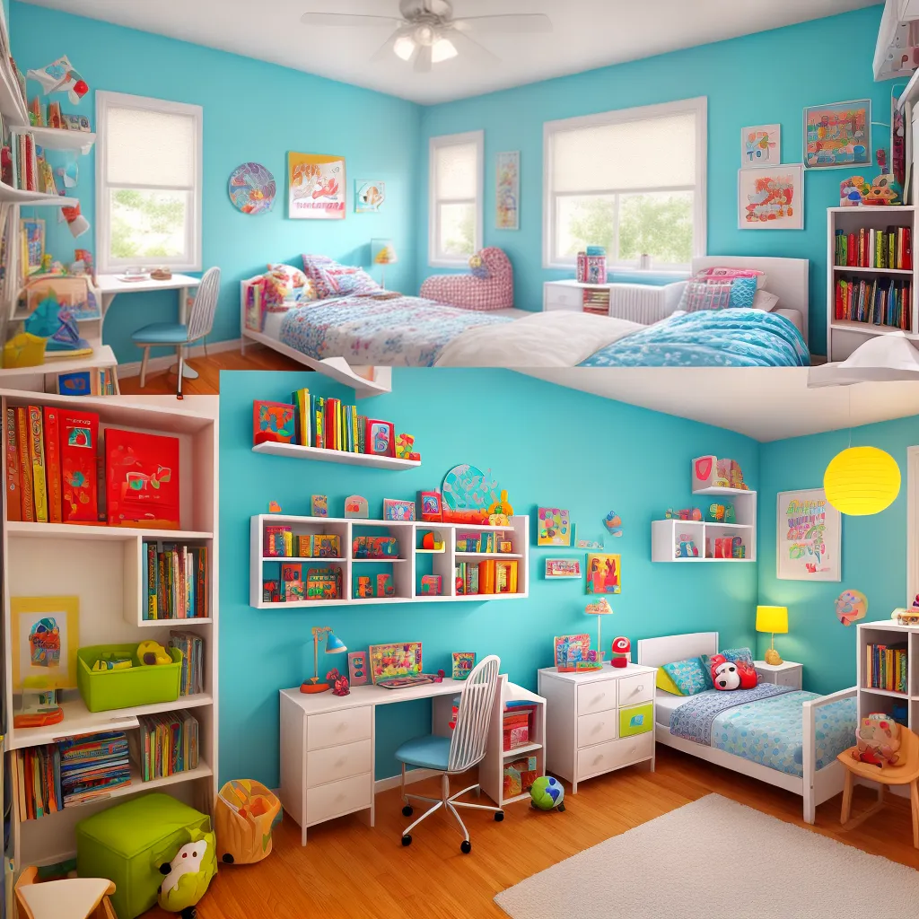 quarto infantil alegre mural colorido