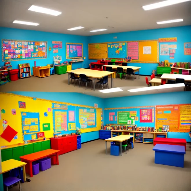 sala arte colorida alunos criatividade