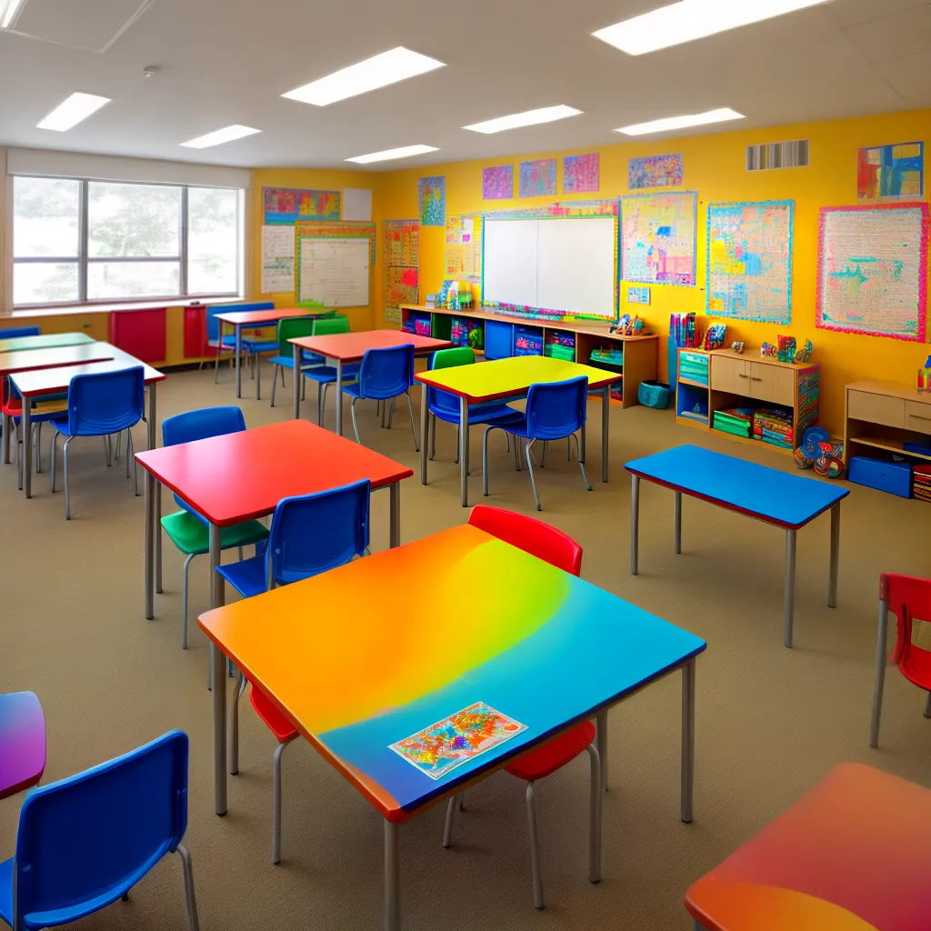 sala aula arte colorida estudantes