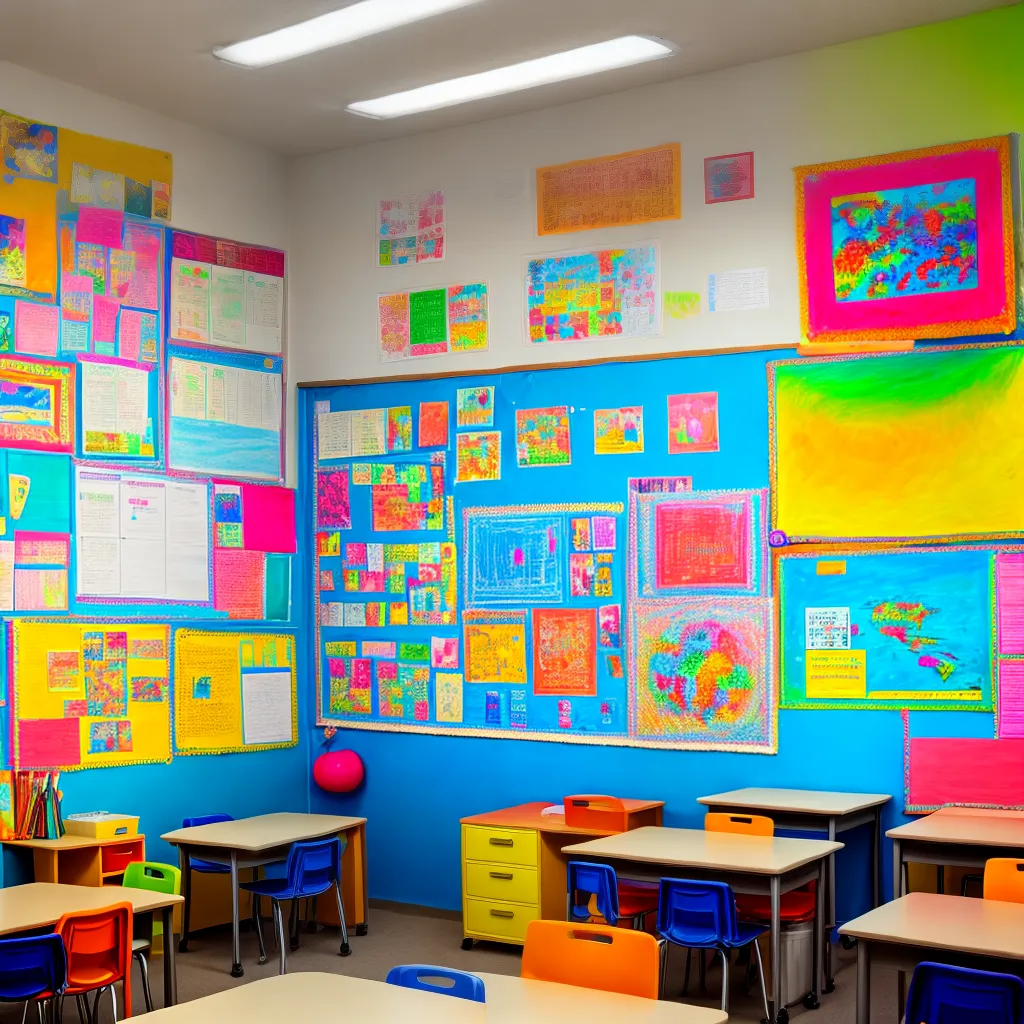sala aula colorida arte alunos