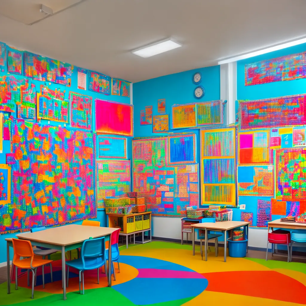 sala aula colorida arte estudantes
