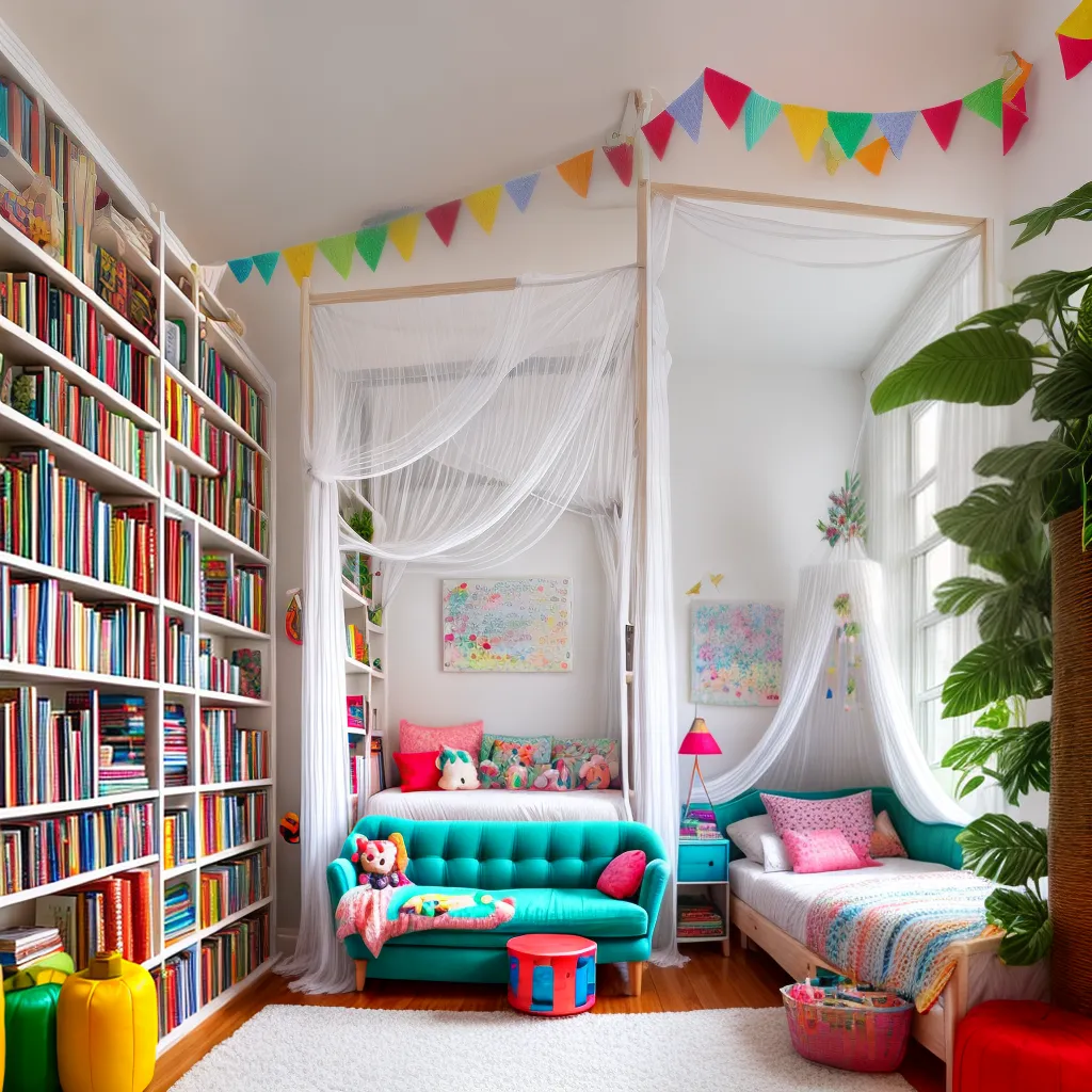 quarto infantil colorido leitura imaginacao