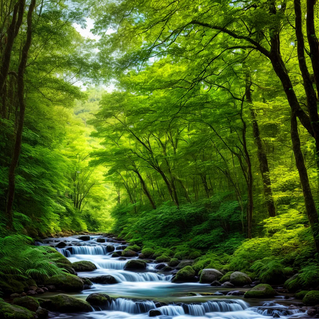 pintura floresta vibrante natureza serenidade
