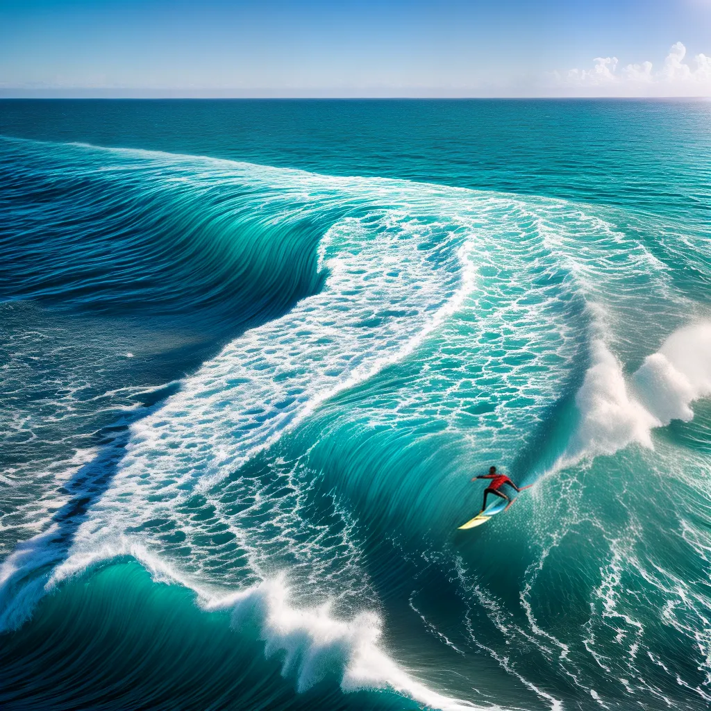 praia turquesa surfista onda vibrante