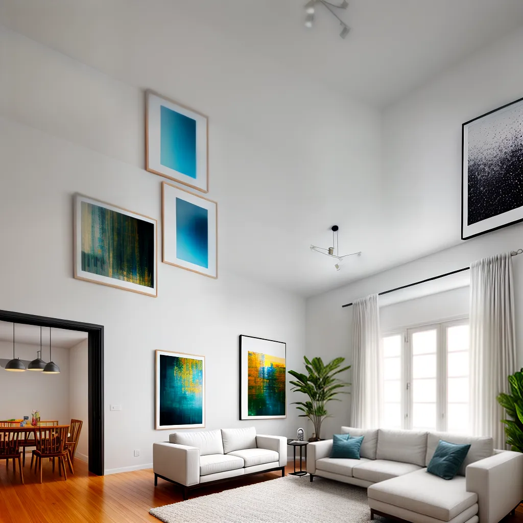 sala estar arte parede janelas