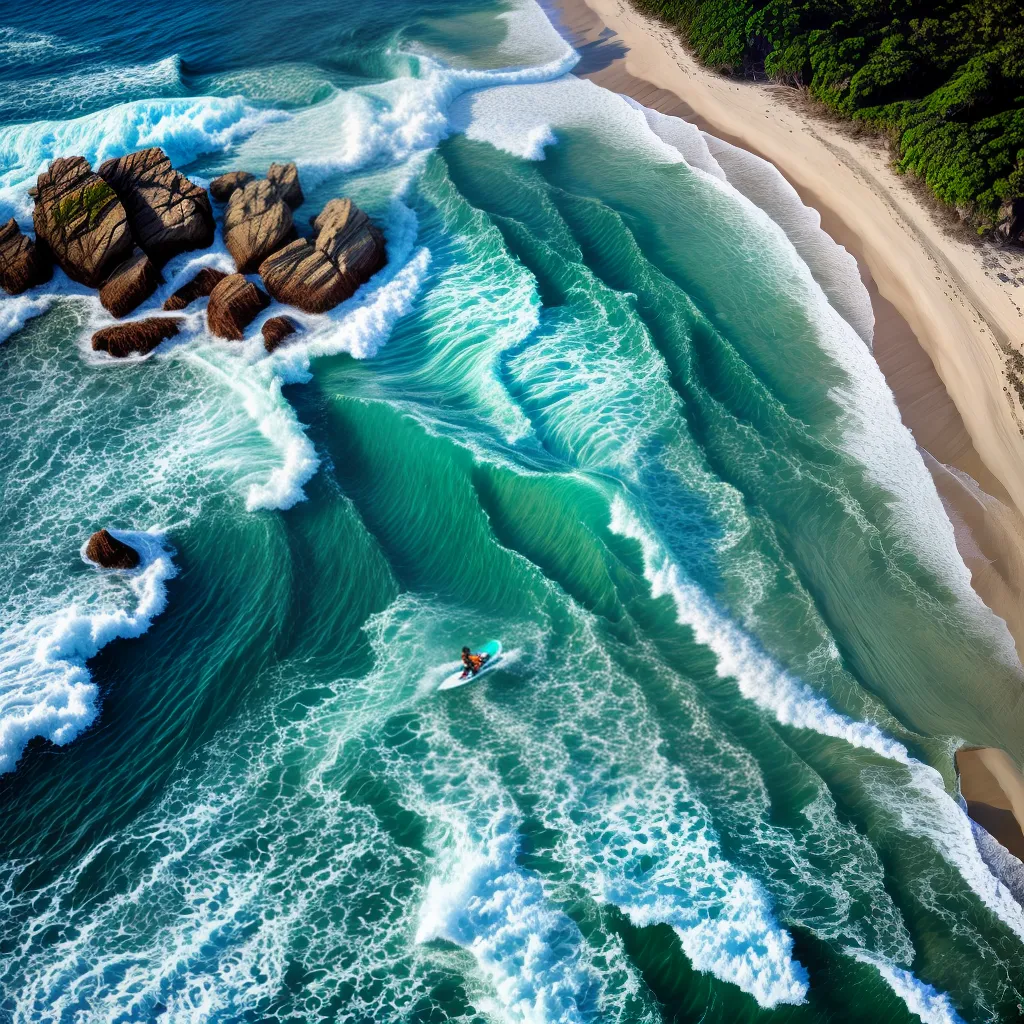 oceano turquesa onda surfe palmeiras
