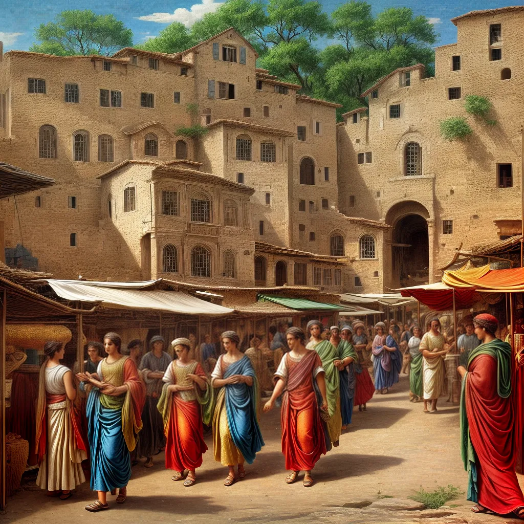 mosaico romano mercado cores detalhes