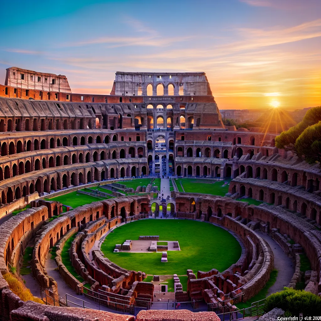 coliseu por do sol ruinas historia