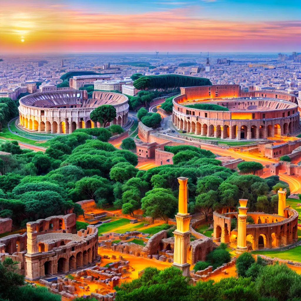ruinas antigas ilustracao padroes vibrantes
