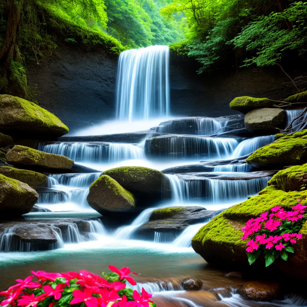 cascata natureza verde flor fundo