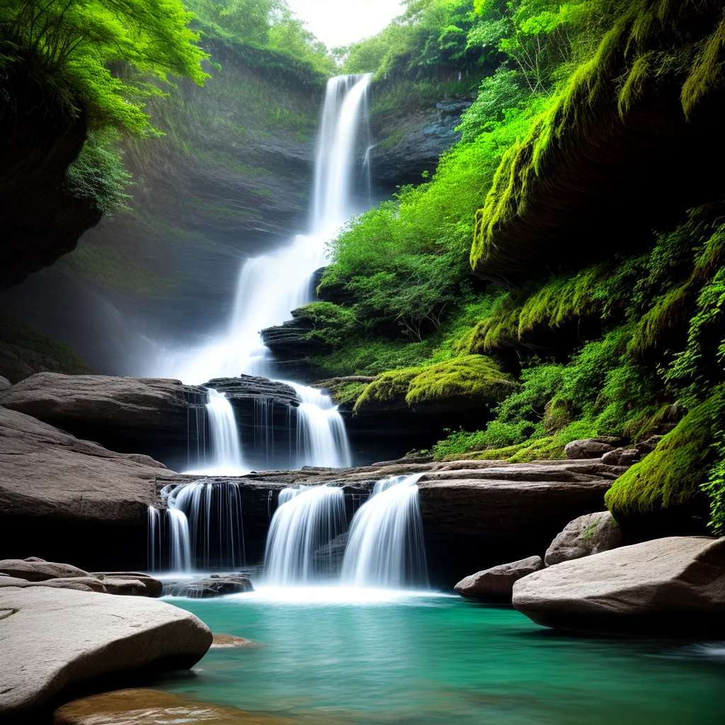 cascata majestosa folhagem verde
