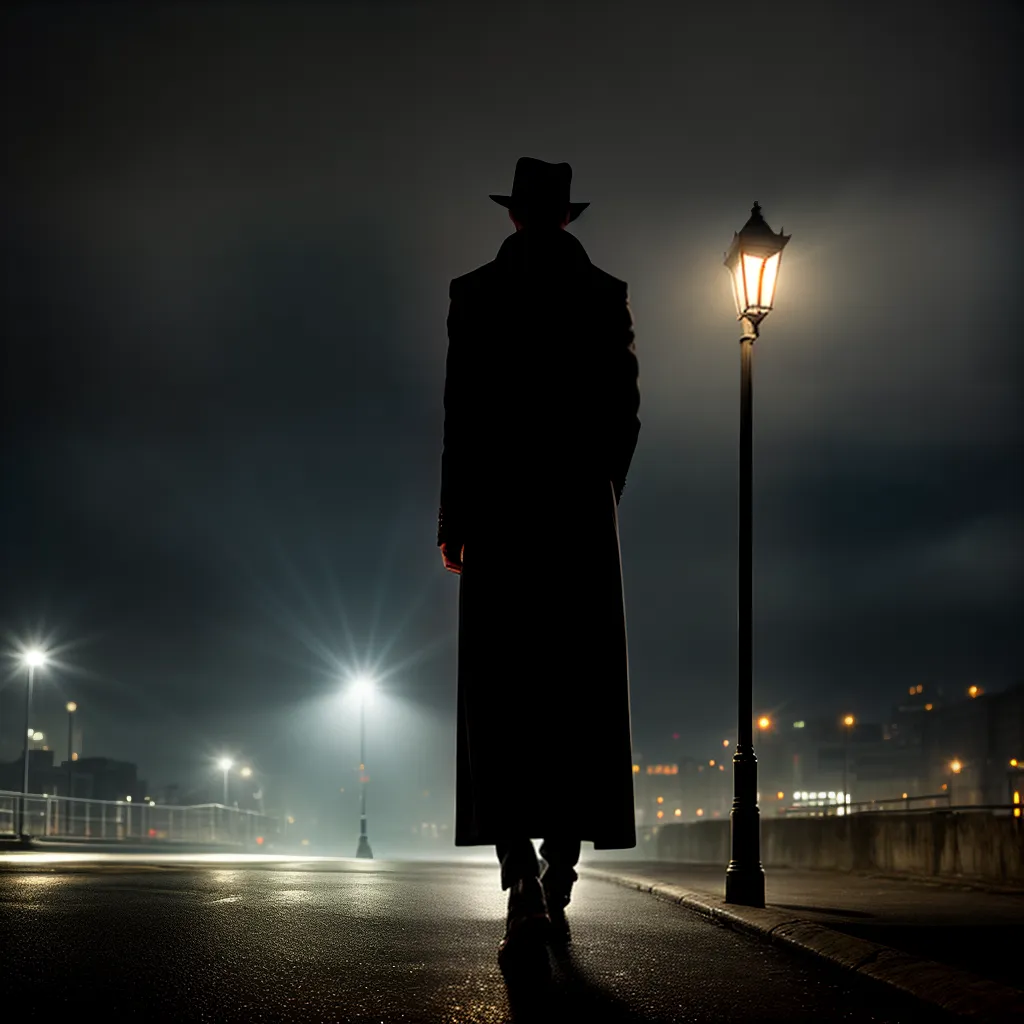 detetive silhueta lampada cidade suspense detetive silhueta lampada cidade suspense