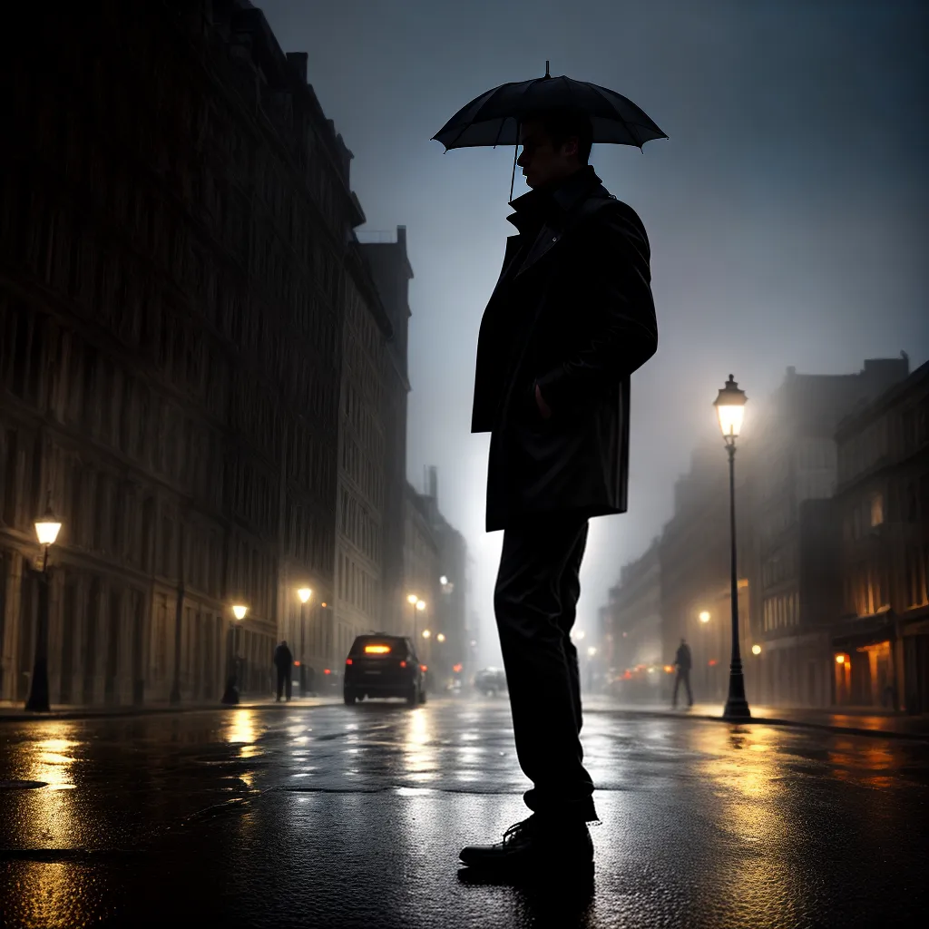 detetive chuva suspense silhueta detetive chuva suspense silhueta