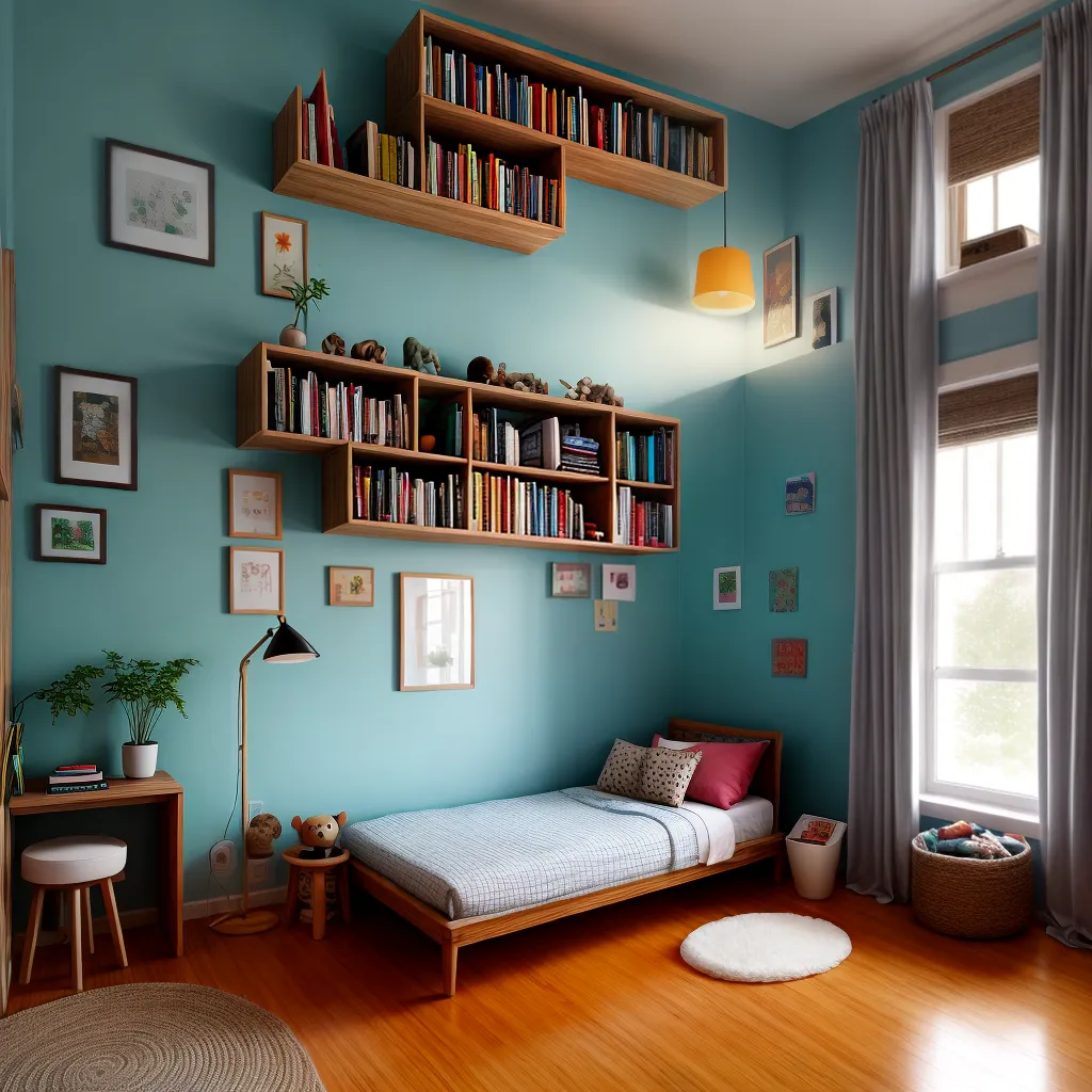 quarto infantil acolhedor livros ilustracoes