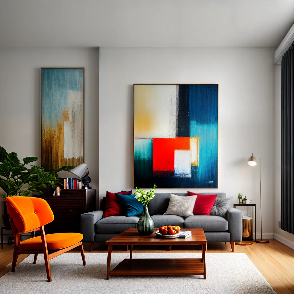 sala estar pintura abstrata sofa