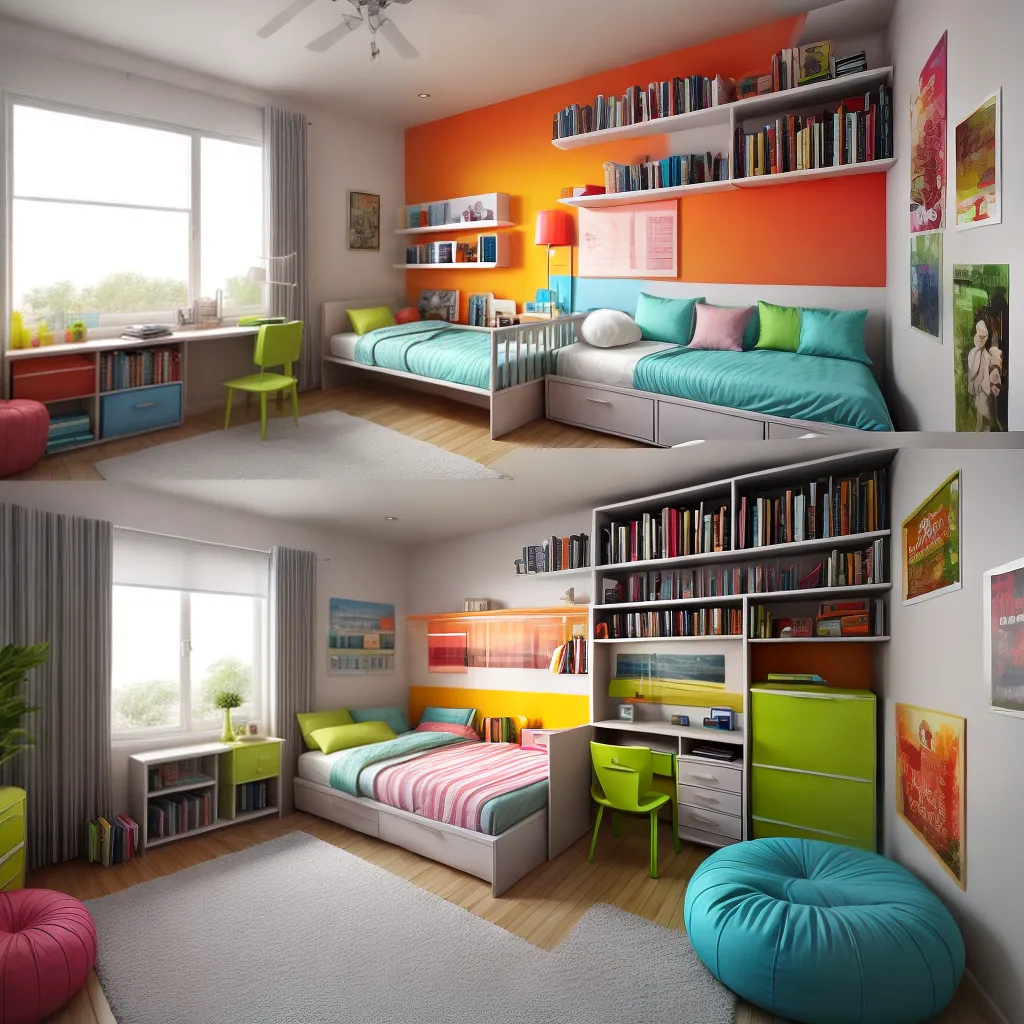quarto infantil colorido livros leitura 1