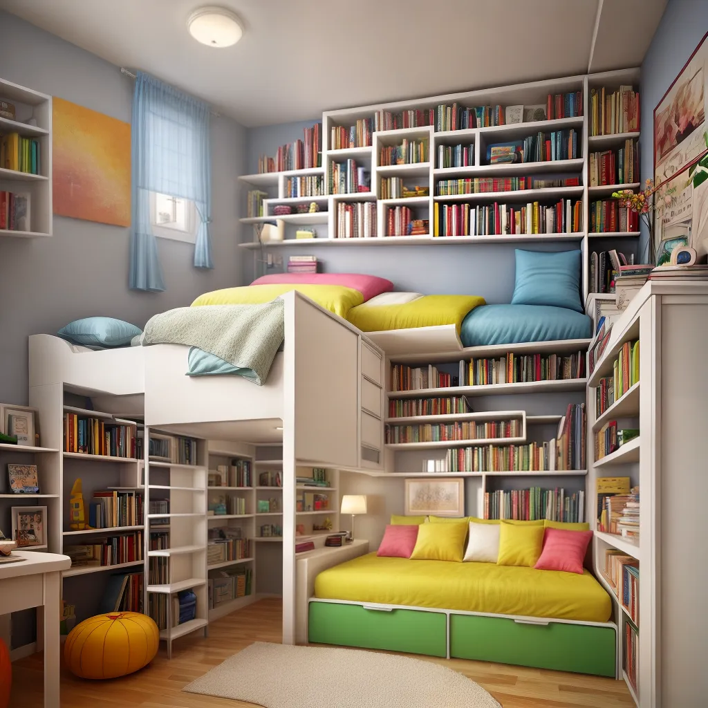 quarto infantil livros ilustracoes acolhedor