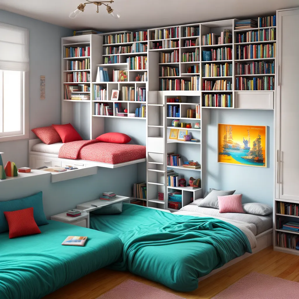 quarto infantil colorido livros ilustracoes