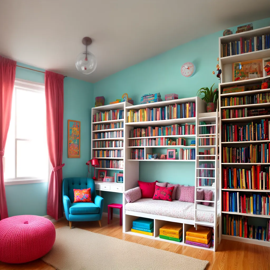 quarto infantil acolhedor livros arte
