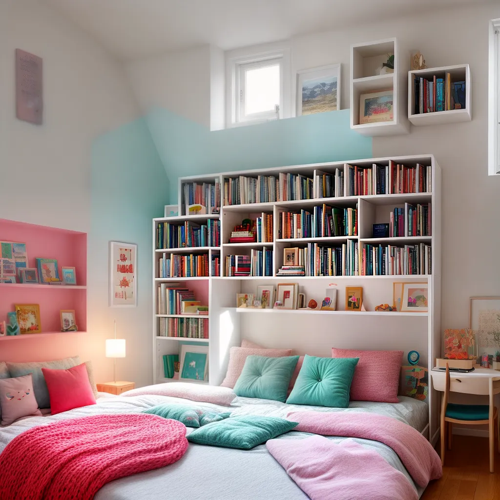 quarto infantil acolhedor livros coloridos