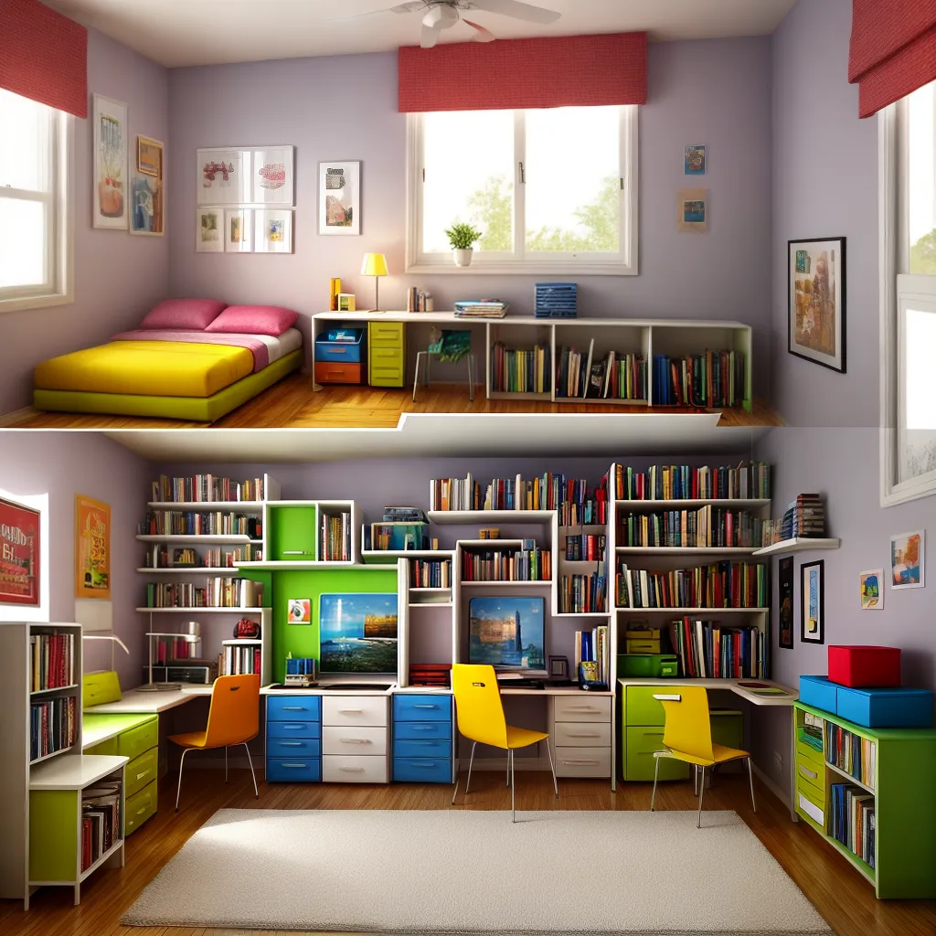 quarto infantil colorido livros leitura 5